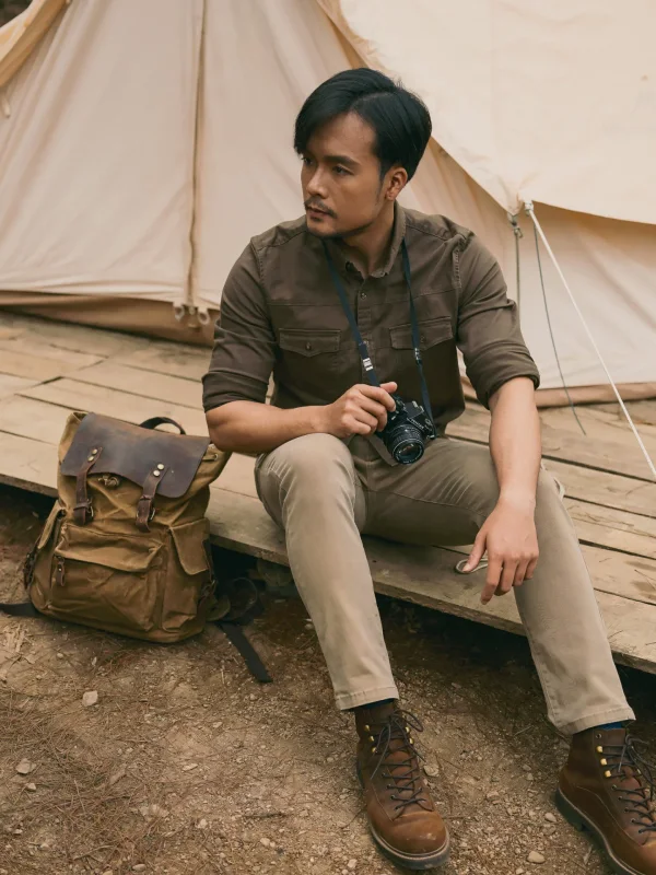 Áo Sơ Mi Kaki Nam Dài Tay 1 Túi Ngực